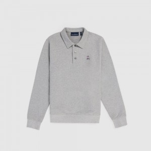 Sweatshirts And Hoodies Psycho Bunny Novato Collar Sweatshirt Hombre 065 Heather Stone | HC2435701
