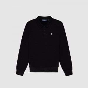 Sweatshirts And Hoodies Psycho Bunny Novato Collar Sweatshirt Hombre Negros | MH8076231