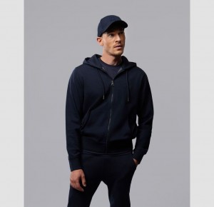 Sweatshirts And Hoodies Psycho Bunny Outline Zip Hoodie Hombre Azul Marino | WB4610529