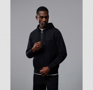 Sweatshirts And Hoodies Psycho Bunny Outline Zip Hoodie Hombre Negros | ZD0397426