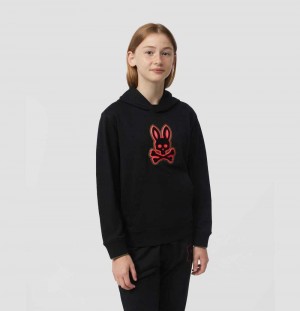 Sweatshirts And Hoodies Psycho Bunny Patchin Chenille Hoodie Niños Negros | XE5043891