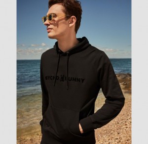 Sweatshirts And Hoodies Psycho Bunny Royce Flocking Hoodie Hombre Negros | KR2198364