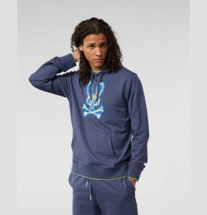 Sweatshirts And Hoodies Psycho Bunny Wardell Pullover Hoodie Hombre Azules | ZR0458639