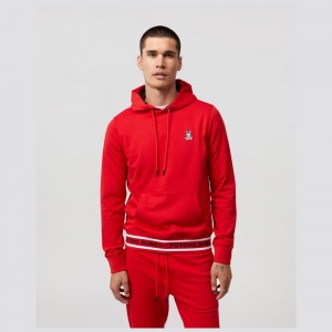 Sweatshirts & Hoodies Psycho Bunny Burks Popover Hoodie Hombre Rojos | PY6714239