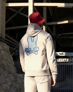 Sweatshirts & Hoodies Psycho Bunny Dammes Popover Hoodie Hombre 921 Sandstone | FR2437105