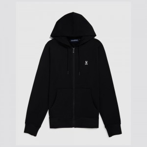 Sweatshirts & Hoodies Psycho Bunny French Terry Zip Hoodie Niños Negros | ZP2857346