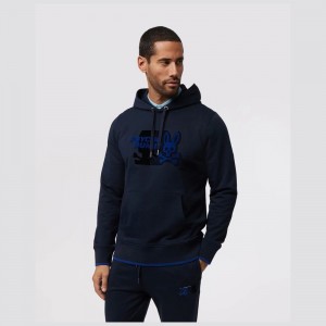 Sweatshirts & Hoodies Psycho Bunny Kona Popover Hoodie Hombre Azul Marino | NV1906238