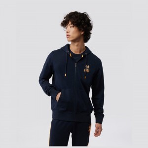 Sweatshirts & Hoodies Psycho Bunny Krome Zip Hoodie Hombre Azul Marino | MF3251870