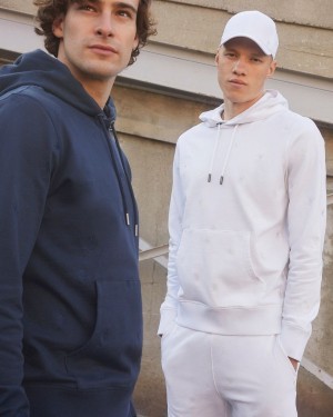 Sweatshirts & Hoodies Psycho Bunny Woad Embroidered Popover Hoodie Hombre Blancos | IH5406723
