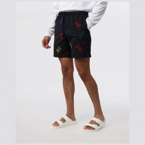 Swimwear & Bathing Suits Psycho Bunny Ligon Embroidered Swim Trunk Hombre Negros | YV5621739