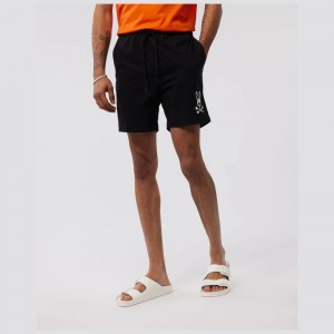 Swimwear & Bathing Suits Psycho Bunny Stoke Embroidered Swim Trunk Hombre Negros | BJ7032491