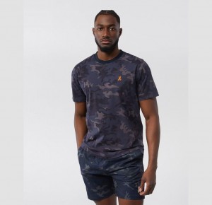 Tees Psycho Bunny Allen Camo Crew Neck Hombre Azul Marino | BR8263794