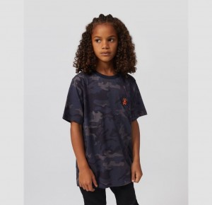 Tees Psycho Bunny Allen Camo Crew Neck Niños Azul Marino | NJ4382056