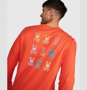 Tees Psycho Bunny Apley Long Sleeve Graphic Tee Hombre 944 Guava | ER5096784