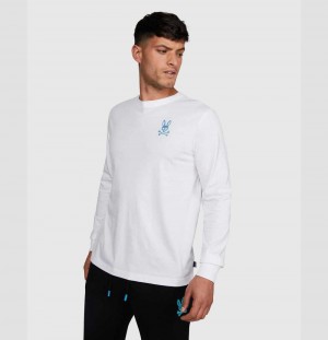 Tees Psycho Bunny Apley Long Sleeve Graphic Tee Hombre Blancos | OU9046127