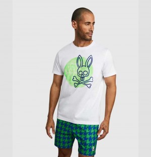 Tees Psycho Bunny Arnell Graphic Tee Hombre Blancos | HZ3508726