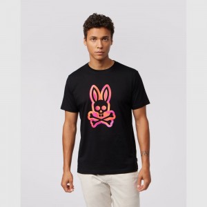 Tees Psycho Bunny Arvin Graphic Tee Hombre Negros | HC4571680