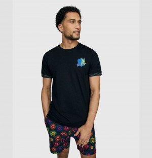 Tees Psycho Bunny Asher Chest Logo Tee Hombre Negros | IZ1735089