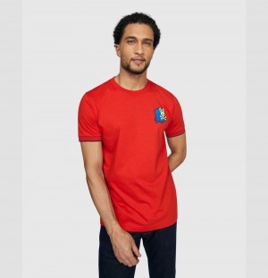 Tees Psycho Bunny Asher Chest Logo Tee Hombre Rojos | MK4109862