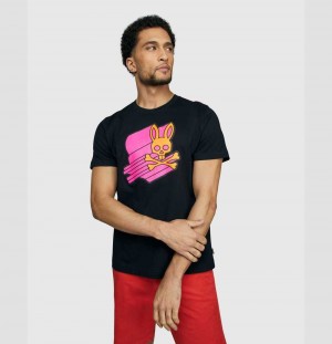 Tees Psycho Bunny Asher Logo Tee Hombre Negros | SX5837094