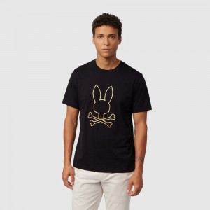 Tees Psycho Bunny Beaumont Graphic Tee Hombre Negros | EU3968204