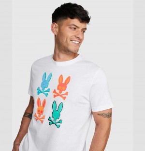 Tees Psycho Bunny Bennett Multi Bunny Tee Hombre Blancos | XH3286754