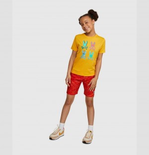 Tees Psycho Bunny Bennett Multi Bunny Tee Niños 831 Amber Frost | QC4576238