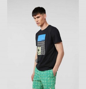 Tees Psycho Bunny Bevans Graphic Tee Hombre Negros | MC2834956