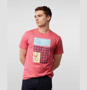 Tees Psycho Bunny Bevans Graphic Tee Hombre Rosas | EM7408912