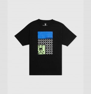 Tees Psycho Bunny Bevans Graphic Tee Niños Negros | YB8413625