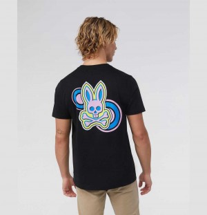 Tees Psycho Bunny Big Bunny Graphic Tee Hombre Negros | JE1945732