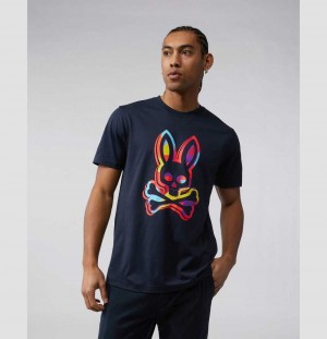 Tees Psycho Bunny Binns Graphic Tee Hombre Azul Marino | NR0956748