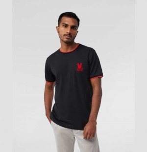 Tees Psycho Bunny Chenille Patch T-shirt Hombre Negros | CS2641597