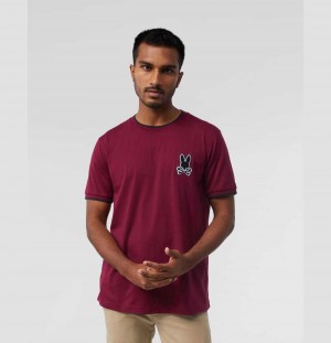Tees Psycho Bunny Chenille Patch T-shirt Hombre 607 Crimson | VO1063527