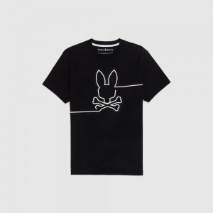 Tees Psycho Bunny Chester Graphic Tee Hombre Negros | YO6057841