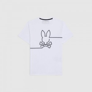 Tees Psycho Bunny Chester Graphic Tee Hombre Blancos Negros | TE2046795