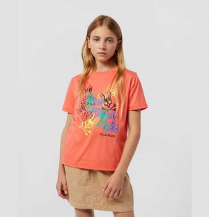 Tees Psycho Bunny Chrystie Printed Graphic Tee Niños Naranjas | AO6873051