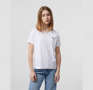 Tees Psycho Bunny Classic V Neck Niños Blancos | CG7684032