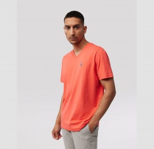 Tees Psycho Bunny Classic V Neck T Shirt Hombre Naranjas | MK0397584
