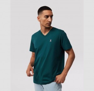 Tees Psycho Bunny Classic V Neck T Shirt Hombre 407 Spruce | CZ1965872