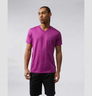 Tees Psycho Bunny Classic V Neck Tee Hombre 560 Summer Plum | UM1089645