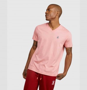 Tees Psycho Bunny Classic V Neck Tee Hombre Rosas | FR4697052