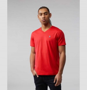 Tees Psycho Bunny Classic V Neck Tee Hombre 659 Bright Fuschia | NH4730981