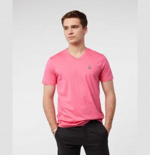 Tees Psycho Bunny Classic V Neck Tee Hombre Rosas | YQ1784623