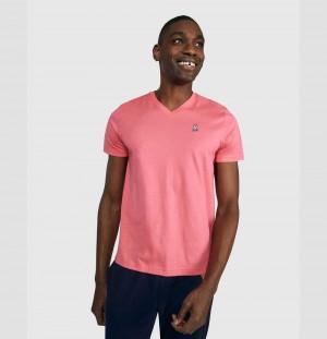 Tees Psycho Bunny Classic V Neck Tee Hombre Rosas | KB4128569