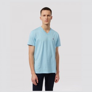 Tees Psycho Bunny Classic V Neck Tee Hombre Azules | MF8541267