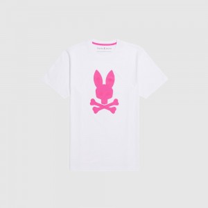 Tees Psycho Bunny Cleveland Hd Bunny Print Graphic Tee Hombre Blancos | XA9645370