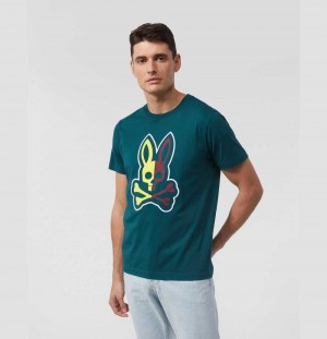 Tees Psycho Bunny Cooper Split Bunny Logo Tee Hombre 407 Spruce | PR3816570