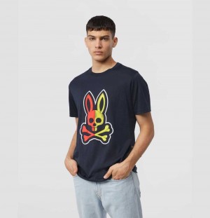 Tees Psycho Bunny Cooper Split Bunny Logo Tee Hombre Azul Marino | XC4192785