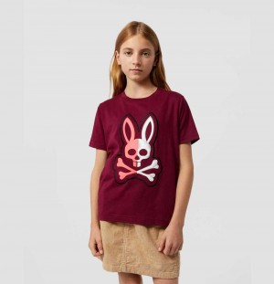 Tees Psycho Bunny Cooper Split Bunny Logo Tee Niños 607 Crimson | DI2813659